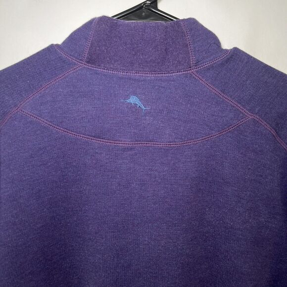 Tommy Bahama 1/4 Zip Pullover Sweater Mens Size XL Purple Cotton Tencel Blend - Picture 9 of 10